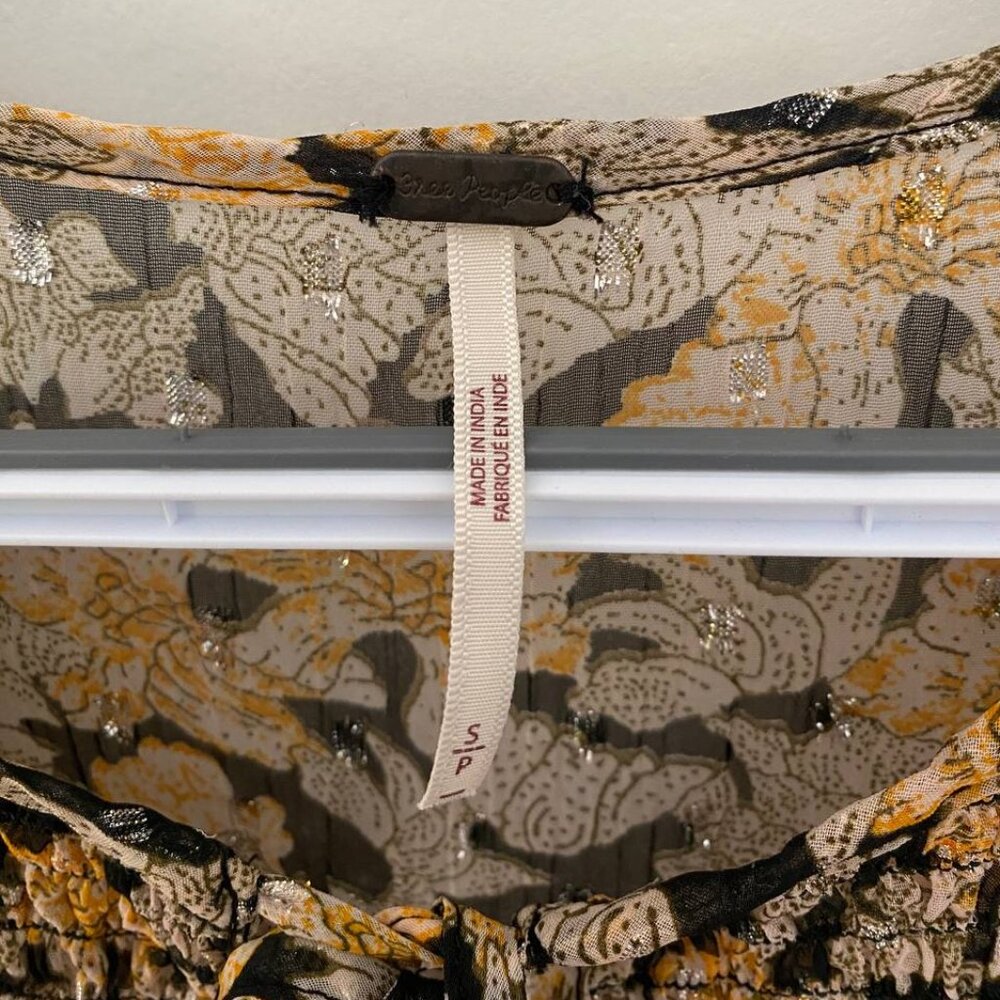 Free People Free Swinging Metallic Thread Floral Print Chiffon Mini Dress - Picture 4 of 9